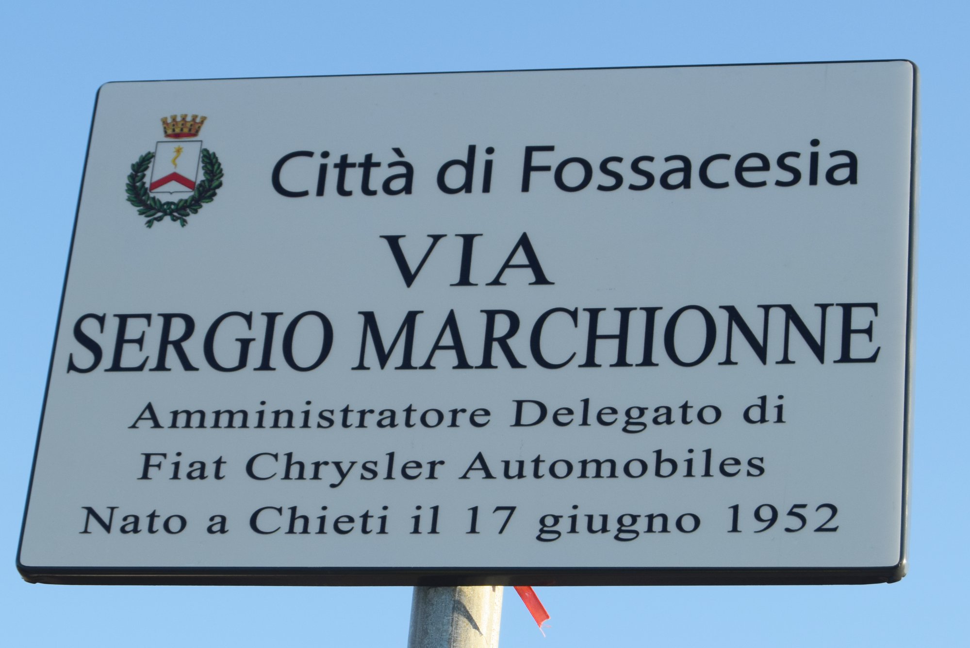 Fossacesia Ricorda Sergio Marchionne Inaugurata La Strada